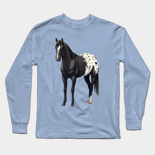 Black Quarter Horse Stallion Appaloosa Long Sleeve T-Shirt by csforest